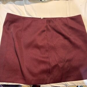 Maroon satin mini skirt